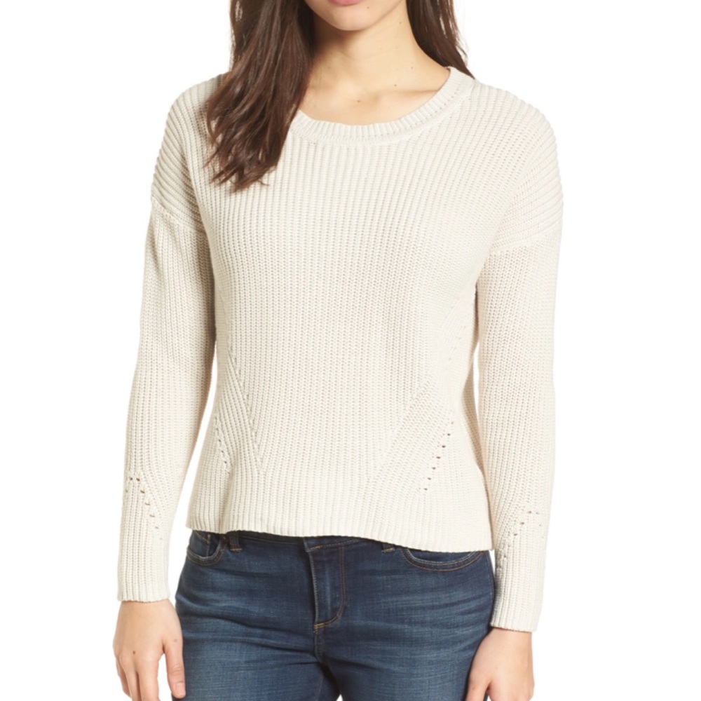 Lucky Brand Lace-Up Back Sweater In Natural Color - Picture 2 of 8